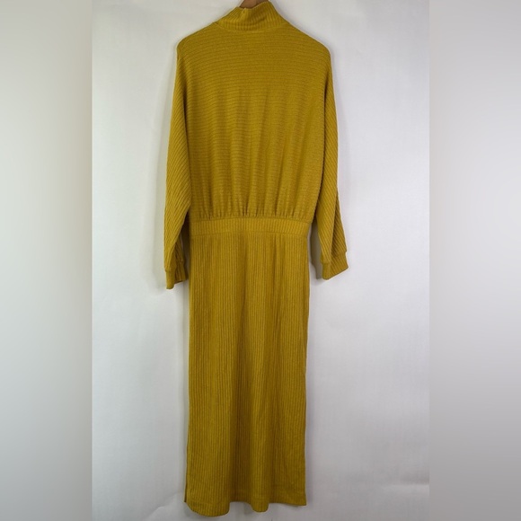Anthropologie Saturday Sunday Mariah Ribbed Midi Knit Dress Yellow size Medium - Picture 8 of 10